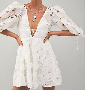 For Love And Lemons White Floral Mini Dress